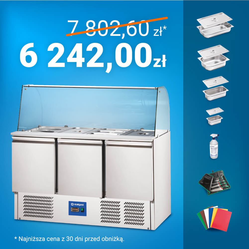 stół chłodniczy, sałatkowy 832232 z wyposażeniem 832232P35
