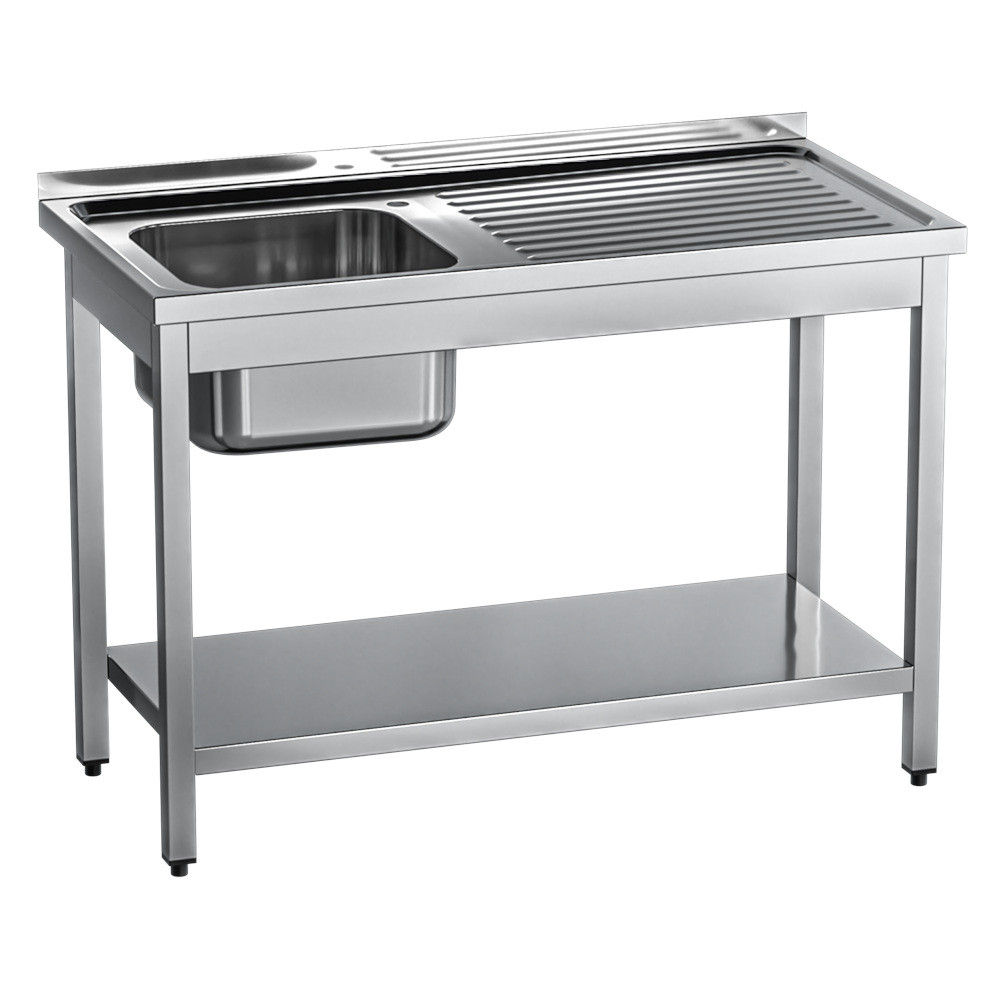 stół ze zlewem 1-kom.(L),z półką, Gredil, 1200x700x850 mm skręcany 674127