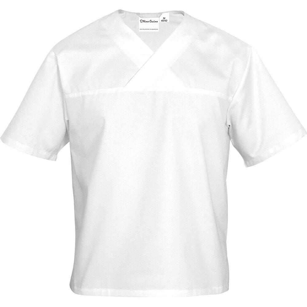 Bluza w serek biała krótki rękaw m unisex 634103