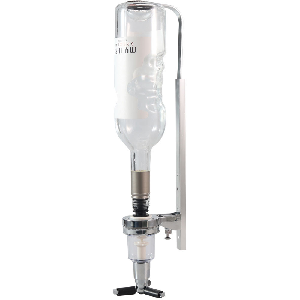 stojak na 1 butelkę z dozownikiem V 0.03 l, aluminiowy, ścienny, H 390 mm 475110