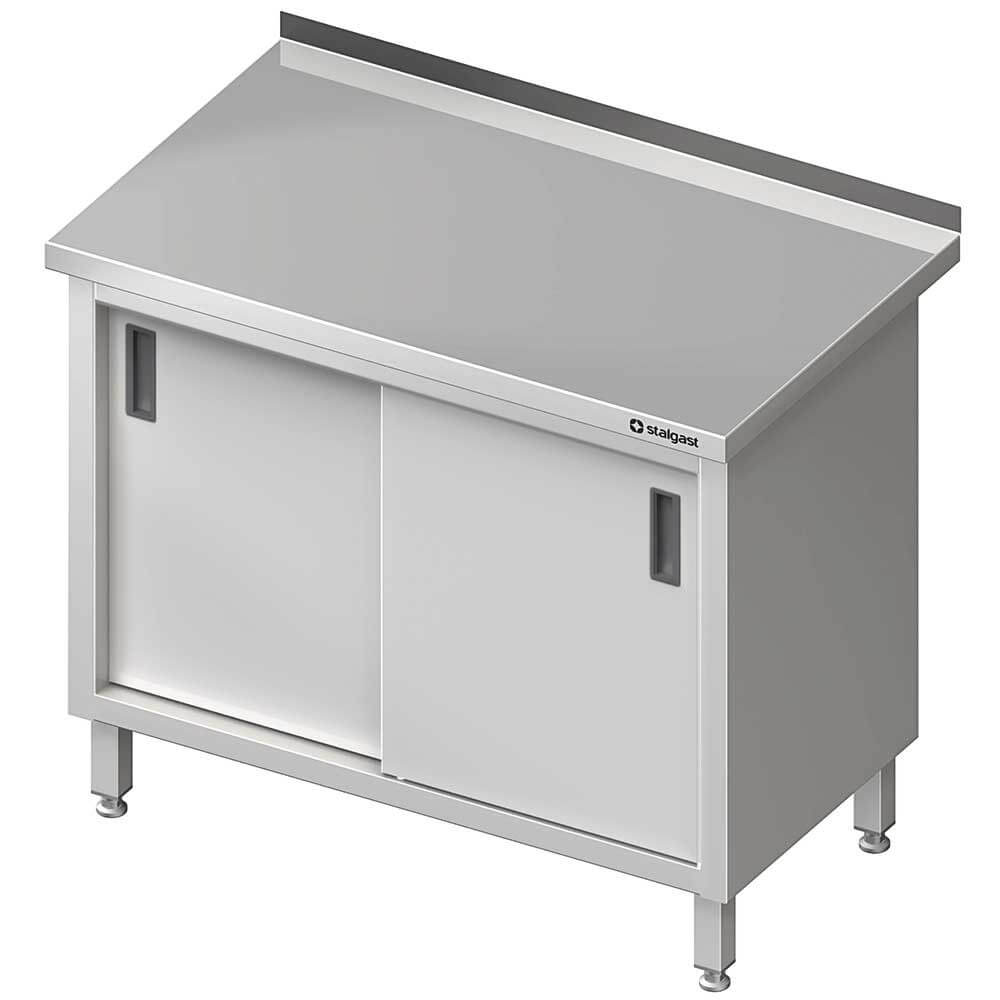 stół stalowy przyścienny z drzwiami suwanymi 1200x600x850 mm 616126