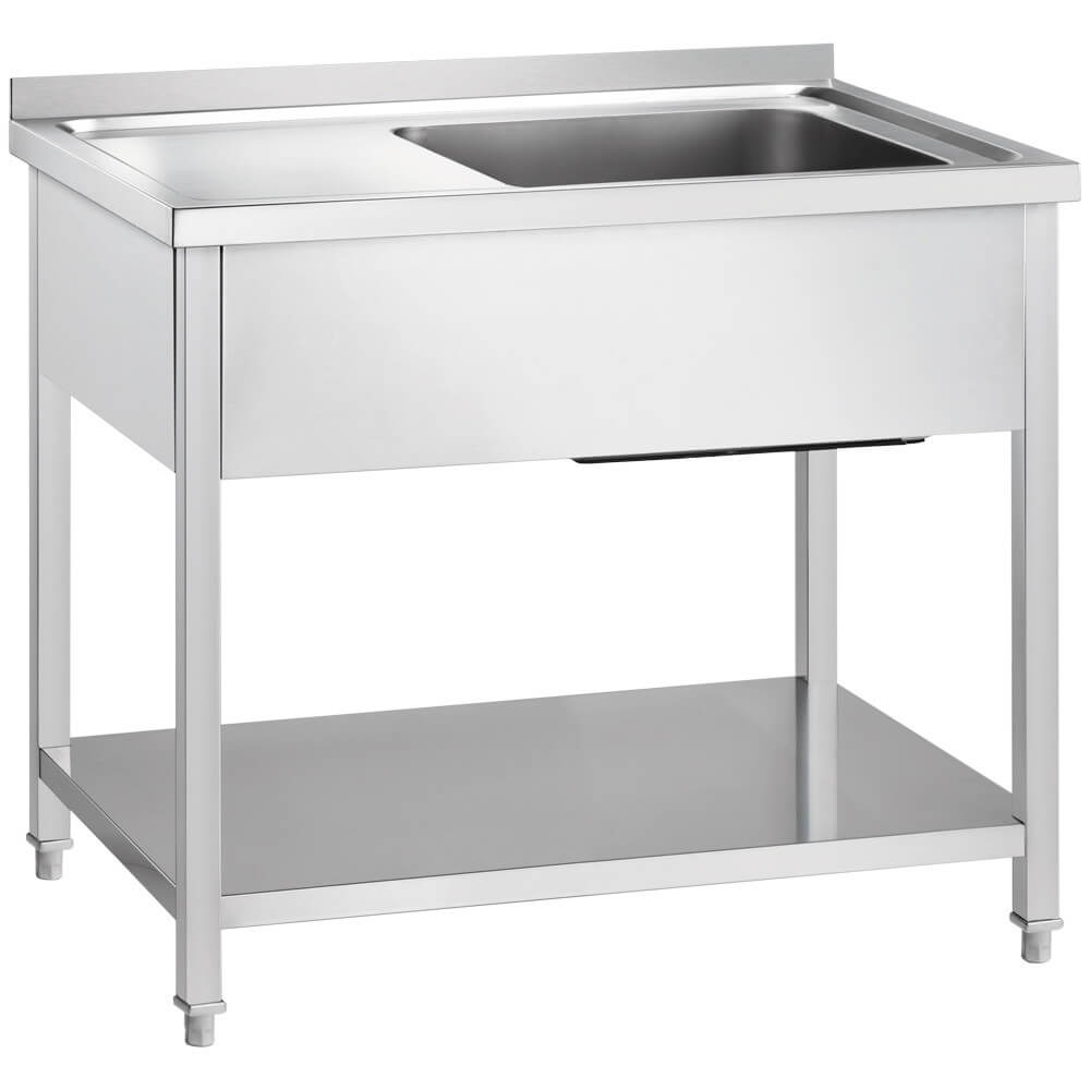 stół ze zlewem 1-kom.(P),z półką 1000x700x850 mm skręcany 673307