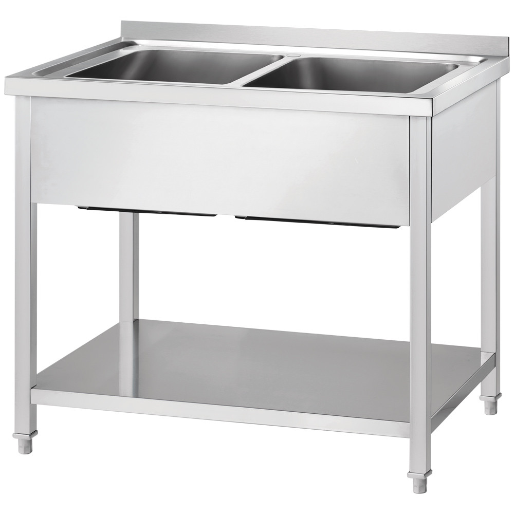 stół ze zlewem 2-kom.,z półką 1200x600x850 mm skręcany 673726