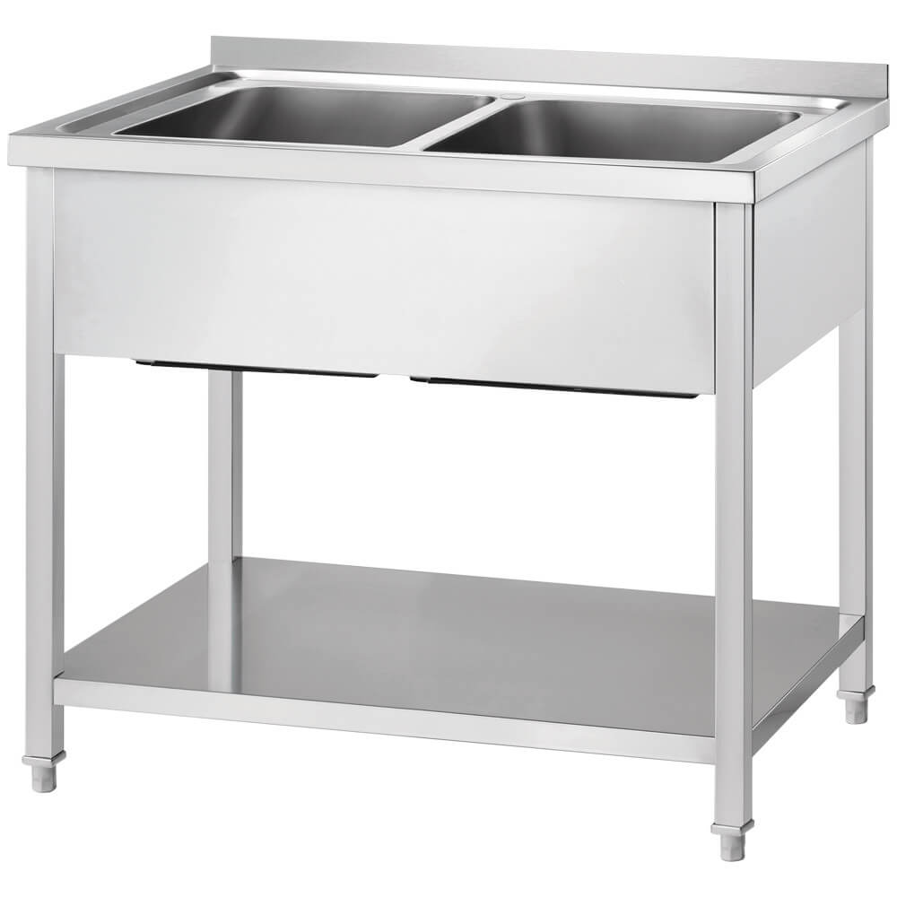 stół ze zlewem 2-kom.,z półką 1200x700x850 mm skręcany 673727