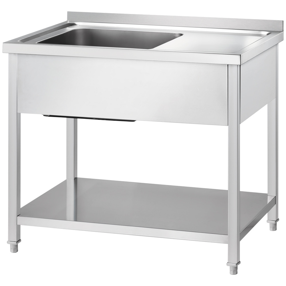 stół ze zlewem 1-kom.(L),z półką 1000x600x850 mm skręcany 674106
