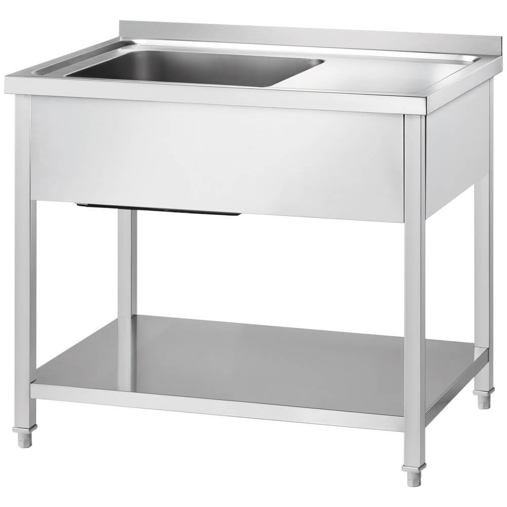stół ze zlewem 1-kom.(L),z półką 1200x600x850 mm skręcany 674126