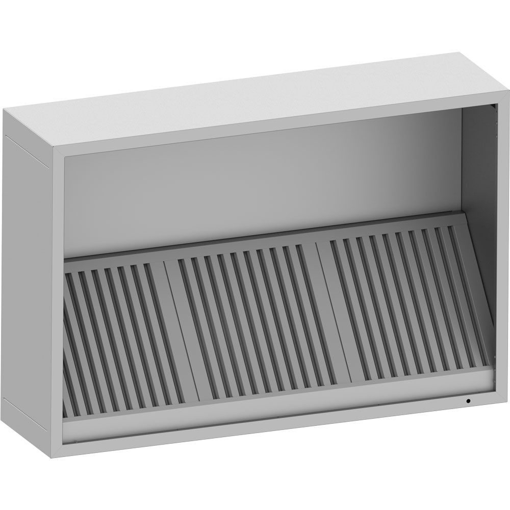okap przyścienny skrzyniowy skręcany z łapaczami, bez oświetlenia (2x króciec d=250mm) 1510x1000x400 1
