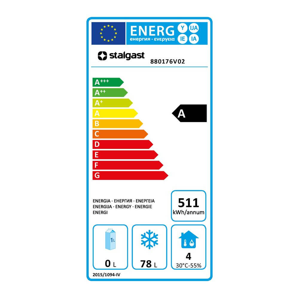 szafa mroźnicza ze stali nierdzewnej, wnętrze z ABS, V 129 l 2