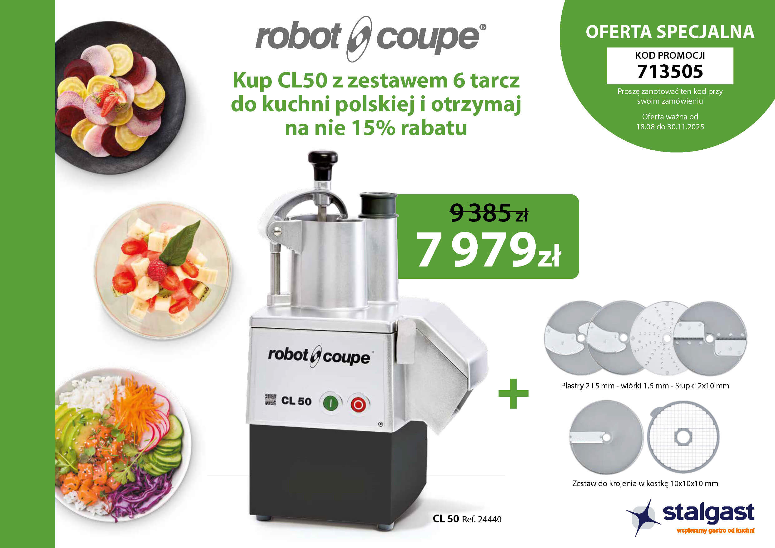 szatkownica do warzyw CL50 550 W 230V, 375 obr/min 20-300 posiłków +zestaw tarcz 6